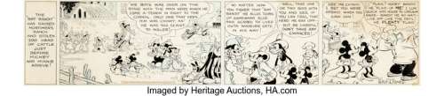 Gottfredson, Floyd - Floyd Gottfredson and Ted Thwaites (signed as Walt Disney) Mickey Mouse Daily Comic Strip Original Art dated 5-4-3...
