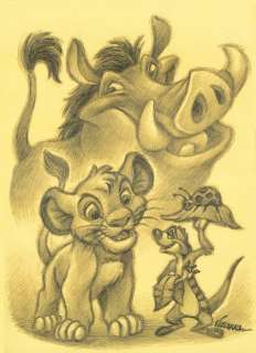 Joan Vizcarra | The Lion King: Simba, Timon and Pumba - Original Drawing - 45 x 32 cm - Joan Vizcarra - Original Artwork - Pencil Art | Catawiki