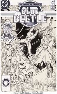 Wozniak, Chris - Chris Wozniak Blue Beetle #21 Cover Original Art (DC, 1988)....