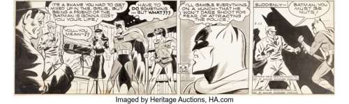 Kane, Bob - Bob Kane and Charles Paris Batman Daily Comic Strip #569 Original Art, dated 8-23-45 (McClure Newspaper Syndicate,...