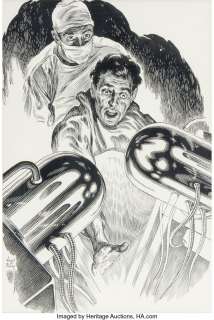 Finlay, Virgil - Virgil Finlay IF - Worlds of Science Fiction V7#5 Harlan Ellison Story Illustration Original Art (Quinn Publis... (Total: 2 Items)