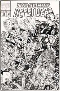 Butler, Steven - Steven Butler The Secret Defenders #18 Cover Original Art (Marvel, 1994)....
