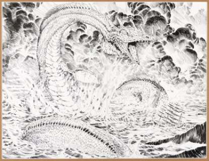 Michael Zulli And Dick Giordano | Sandman #53 Double Splash Page 18-19 Sea Serpent Original Art (DC/Vertigo, 1993). | Heritage