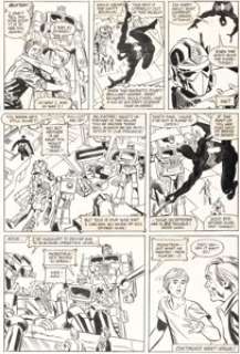 Frank Springer, Kim DeMulder, and Mike Esposito The Transformers #3 Story Page 23 Black Costume Spider-Man Original Art (Marvel, 1985).