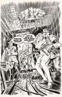 Frank Thorne Blazing Battle Tales featuring Sgt. Hawk #1 Cover Original Art (Atlas/Seaboard, 1975).