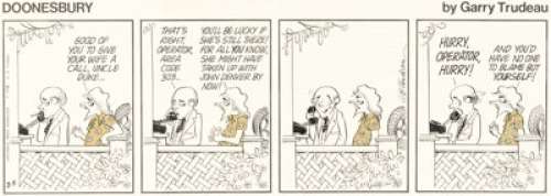 Garry Trudeau and Don Carlton Doonesbury Daily Comic Strip Original Art dated 2-8-75 (Universal Press Syndicate, 1975).