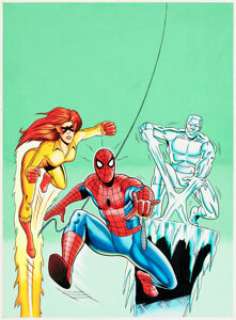 Martin Griffiths, Simon Coleby, and John Burns Marvel Super Heroes Annual 1989 Spider-Man and His Amazing Friends Cover Original Art (Marvel UK, 1989).