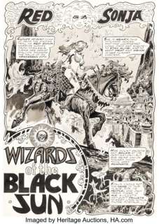 Frank Thorne The Savage Sword of Conan #23 Red Sonja Splash Page 1 Original Art (Marvel, 1977).