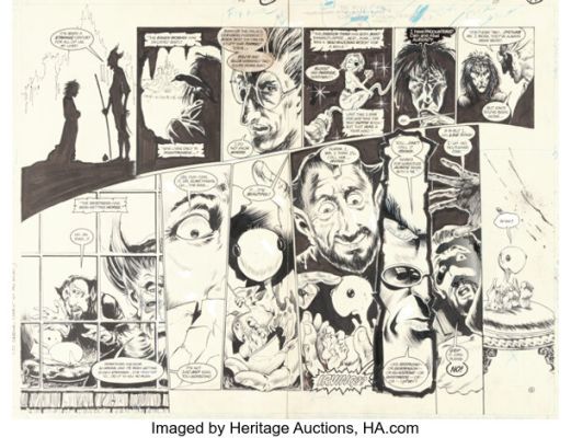 Sam Kieth and Mike Dringenberg Sandman #2 Double Page Spread 14-15 Original Art (DC, 1989).