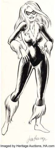 John Romita Jr. and Joe Rubenstein The Official Handbook of the Marvel Universe #2 Black Cat Illustration Original Art (Marvel, 1983). | Heritage
