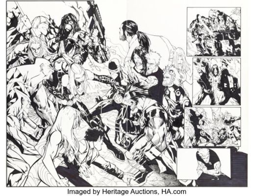 Humberto Ramos and Carlos Cuevas X-Men #200 X-Men vs. Marauders Double Splash Pages 30-31 Original Art (Marvel, 2007). (Total: 2 Original Art)