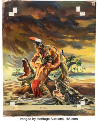 Mo Gollub Turok, Son of Stone #22 Cover Painting Original Art (Dell, 1960). | Heritage