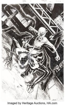 Humberto Ramos Spider-Boy #4 Miles Morales and Boy-Spider Cover Original Art (Marvel, 2024).