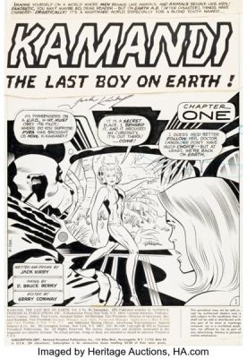 Jack Kirby and D. Bruce Berry Kamandi, The Last Boy On Earth Splash Page 1 Original Art (DC, 1975).