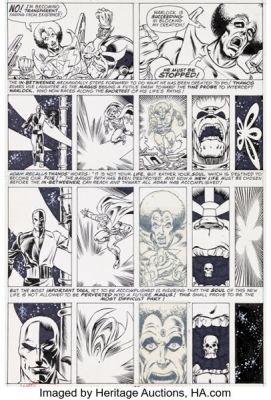 Jim Starlin and Steve Leialoha Warlock #11 Story Page 15 Original Art (Marvel, 1976).