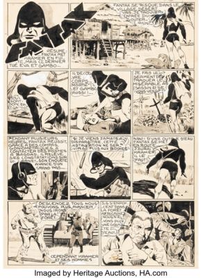 Robert Rocca (Bob Roc) Fantax #22 "La Jungle en délire" Story Page 2 Original Art (Éditions Pierre Mouchot, 1947). | Heritage