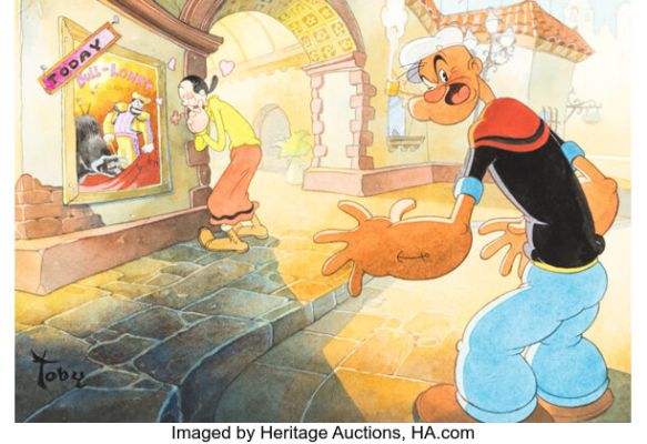 Popeye and Olive Oyl Painting by Toby Bluth Original Art (King Features Syndicate, c. 2000s). | Heritage