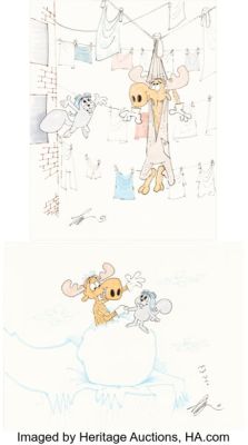 Rocky and Bullwinkle Illustrations by Gerard Baldwin Original Art Group of 2 (Jay Ward, c. 1960s/2004). (Total: 2 Items) | Heritage