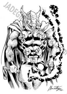 Alan Patrick | Alan Patrick Pencil And Ink Pinup Thor | JadeGiant Comic Art