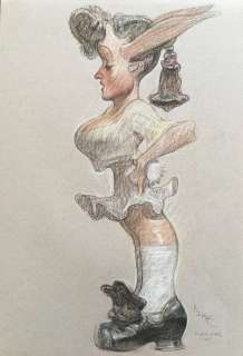 Carlos Nine - Original illustration cm. 25x35. Pastel on board. Signed. Mint