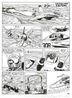 Francis Bergèse | Buck Danny, L’escadrille Fantôme, planche originale à l’encre de chine pour cet album paru en 1996 chez Dupuis. | Septimus