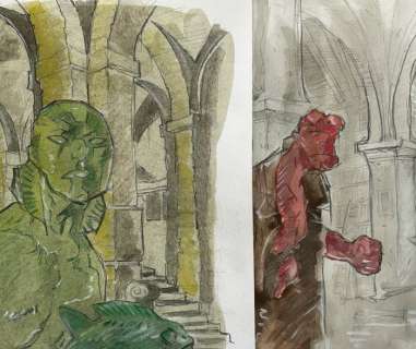 Hellboy - Dessin original ( aquarelle ) - Hommage à Mignola - Exemplaire unique | Catawiki