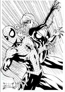 Alex Lei - spider-man vs black cat pinup (sold live on ‘dueling dealers of comic art‘ episode #72 podcast on 6-1-2022 watch it here! )