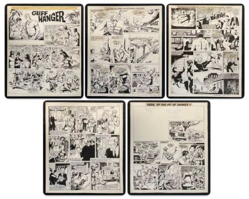 Lot 339 - CLIFF HANGER - A group of 5 black and white original comic book interior art pages from the | Excalibur Auctions
