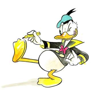 Tony Fernandez - Donald Duck Drawing Himself - Original Painting - 48 x 32 cm | Catawiki