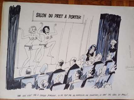 Lauzier, Gérard - 1 Original drawing - Salon du prêt-à-porter - 1970 | Catawiki