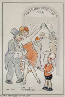 Carl Anderson - "Henry at the Club" Oversize Color Painting (1939). This large painting of popular -