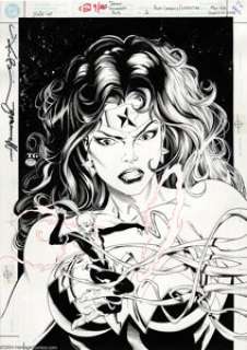 Tom Grummett and Michael Bair - Power Company: Witchfire #1 Cover Original Art (DC, 2002). This scintillating cover -