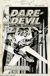 Gene Colan and Jim Steranko - Daredevil #44 Cover Original Art (Marvel, 1968). Beneath Daredevil #44’s - | Heritage