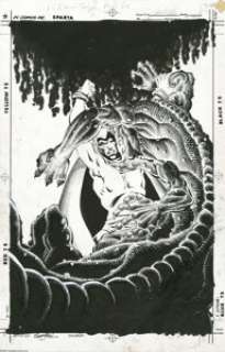Chris Wozniak - The Spectre #16 Cover Original Art (DC, 1988). The Blood Red Moon Cult‘s blood-hungry demon goes -