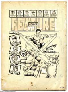Gill Fox - Feature Comics #54 Cover Original Art (Quality Comics, 1942). This historic Golden Age thriller was - | Heritage
