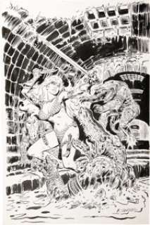 Frank Thorne - Marvel Feature #6 Red Sonja Cover Original Art (Marvel, 1976).  That chain-mail-bikini-wearing -