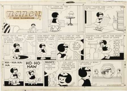 Ernie Bushmiller - Nancy Sunday Comic Strip Original Art, dated 1-13-52 (United Feature Syndicate, 1952). Life’s - | Heritage