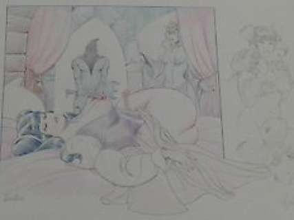 Leone Frollo - original coloured pencils - Biancaneve - 1 dessin original | Catawiki