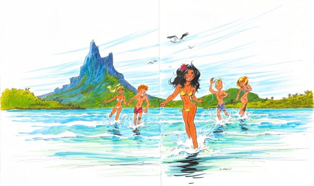 Dany | Lot 206 - Spirou et la gorgone bleue, tirage de luxe très grand format limité à 269 ex., agrémenté d’une dédicace. | Septimus