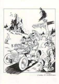 Krings, Jean-Marc - 1 Original drawing - Bob et Bobette - Le Teuf-Teuf-Club | Catawiki