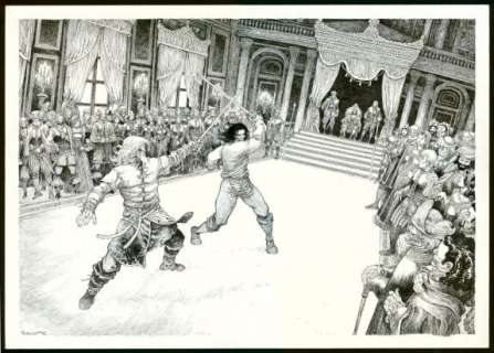 Joël Parnotte - Le Duel Illustration originale réalisée en 2015 - Le Maître d‘armes