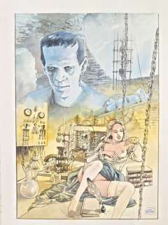 Raimondo, Luca - 1 Original colour drawing - Sexy Horror Movie - Frankenstein | Catawiki