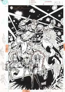 Dan Davis, Paul Pelletier - Superboy And the Ravers #6 Cover - Superboy, Sparx, Half-Life, Aura, Kaliber, Hero, Kindred Marx, Dj, & Bouncer - 1997 Signed