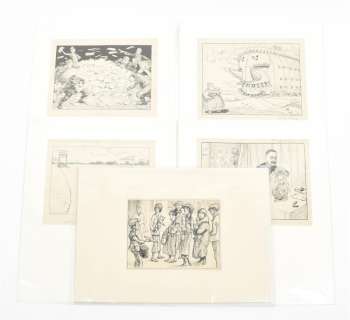 [POLITICAL CARTOONS] LEEUW, LOUIS DE (1875-1931). FIVE ORIGINAL CARTOONS | Zwiggelaar Auctions