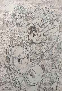 Julian Jordan - 1 Pencil drawing - Uncle Scrooge - "Feed the Horse" | Catawiki