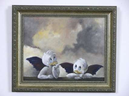 Ommo Wille - 1 Gouache - Donald Duck - Erste verworfene Ölskizze der Cherubini der Sixtinischen Madonna - 2023 | Catawiki