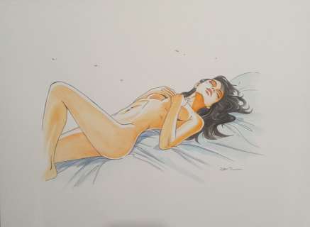 Jim - 1 Original colour drawing - Une Nuit à Rome - Marie nue | Catawiki