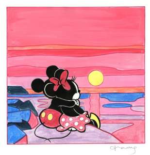Tony Fernandez - Mickey and Minnie Mouse Embracing the Sunset - Original Painting - Hand Signed | Catawiki