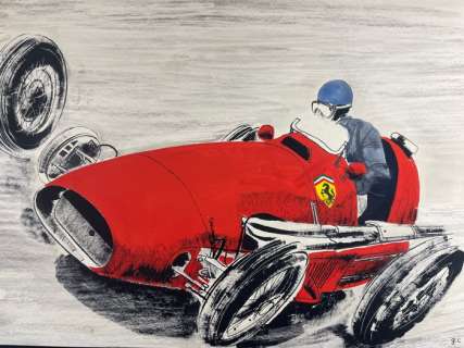 Crepax, Guido - 1 Original colour drawing - 300 all’Ora - La Ferrari F.2 di Ascari | Catawiki