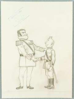 Studios Hergé - 1 Original preliminary drawing - Tintin - Tintin et Alcazar : Tintin peint et dessine - 1976 | Catawiki